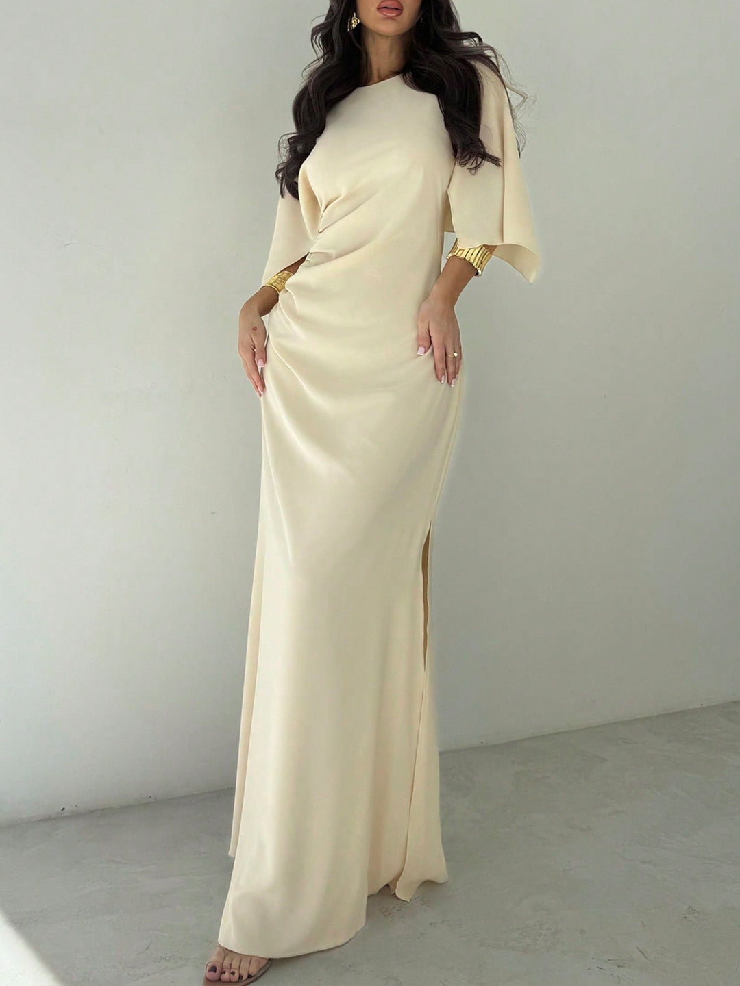Damen Abendkleid mit Wickeldetail und Kimonoärmeln Shop Nory