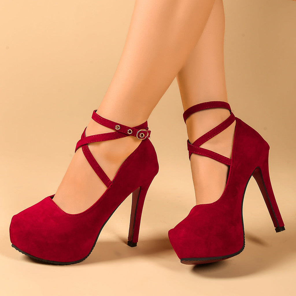 Damen High-Heels mit raffiniertem Riemendesign und geschwungenem Absatz
