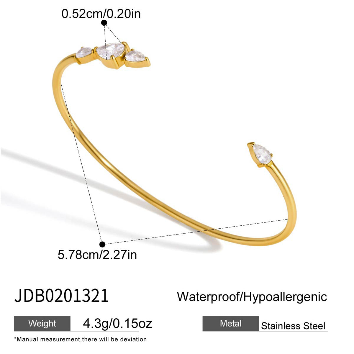 Damen Offenes Armband mit funkelnden Kristallen und hypoallergener Edelstahlverarbeitung Shop Nory