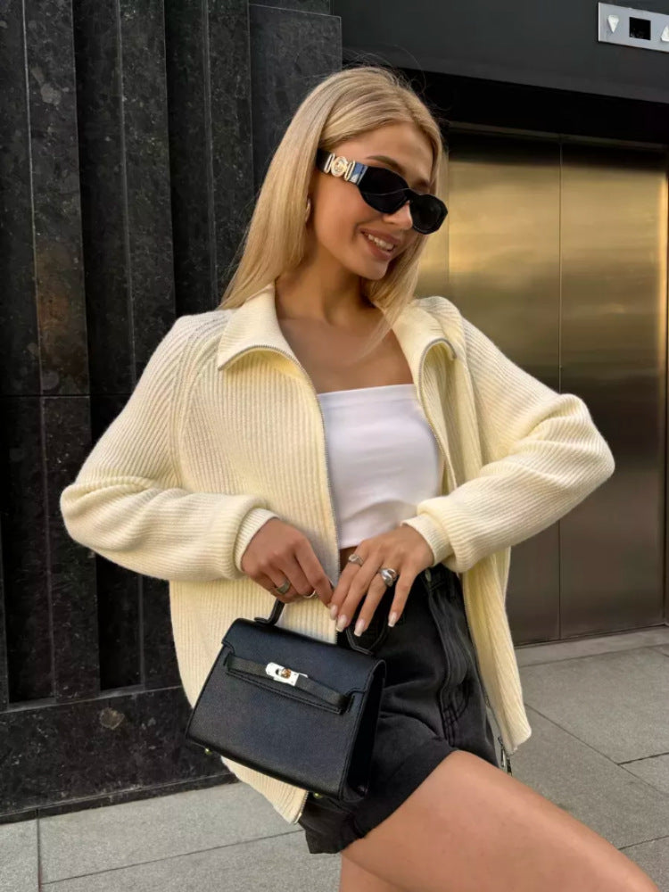 Damen Moderner Strickjacke mit hochwertigem Reißverschluss Shop Nory