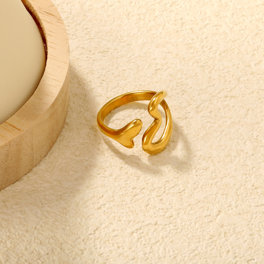 Damen verstellbarer Ring mit modernem Herz- und Wellen-Design Shop Nory