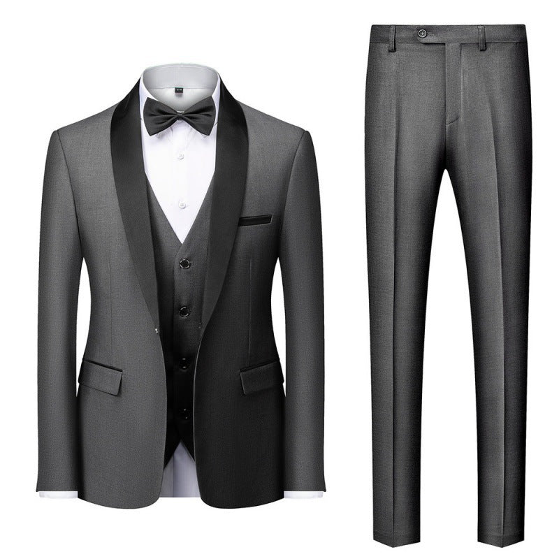 Herren nan dreiteiliges Smoking-Set mit Schalkragen, taillierter Weste und schlanker Passform