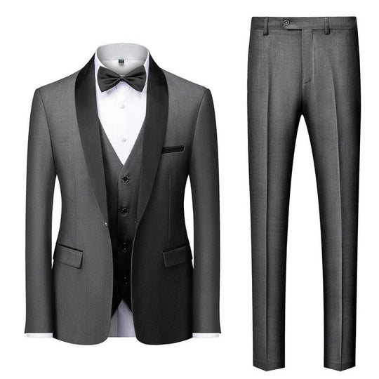 Herren nan dreiteiliges Smoking-Set mit Schalkragen, taillierter Weste und schlanker Passform
