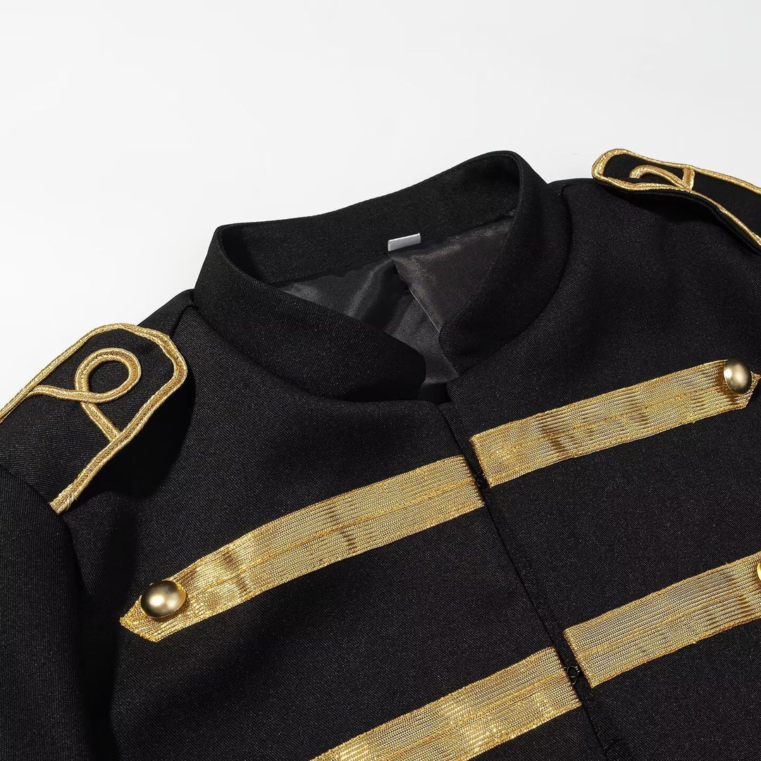 Damen militärinspirierte Kurzjacke mit Stehkragen und goldenen Galonborten Shop Nory