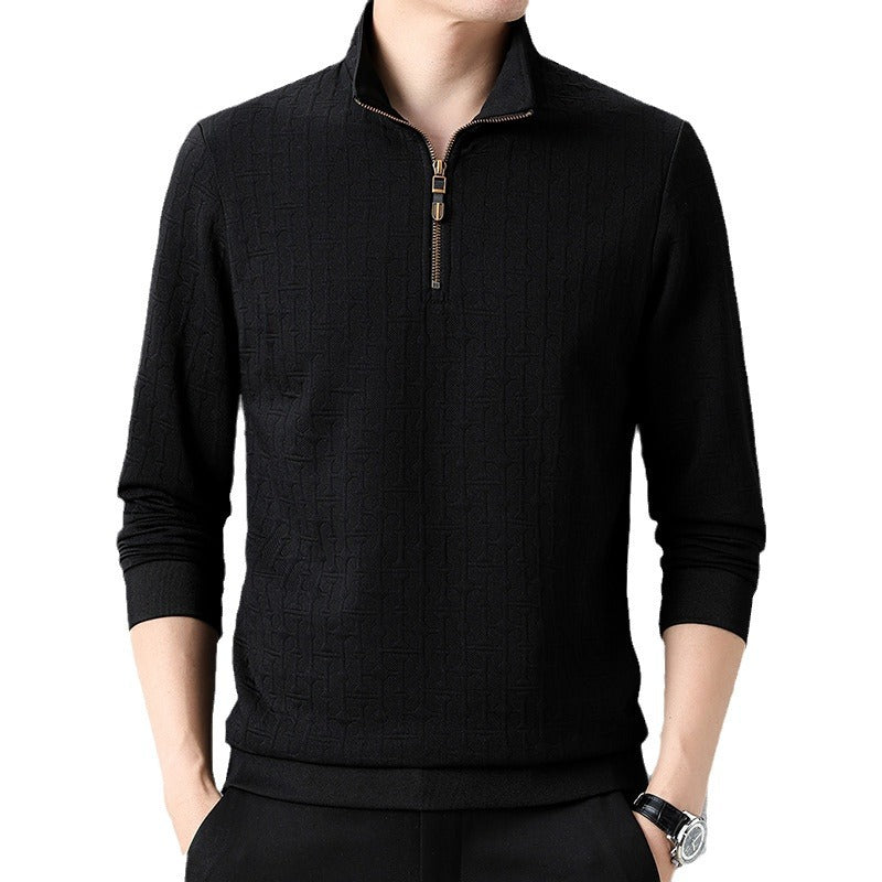 Herren Struktur-Jacquard Troyer mit kurzem Reißverschluss und Stehkragen Shop Nory