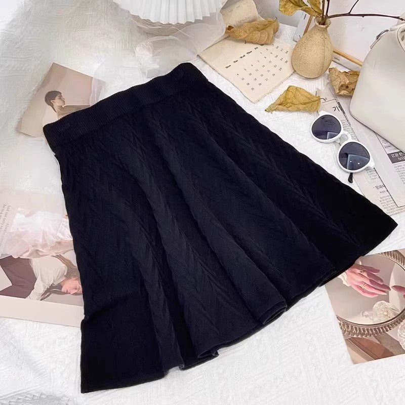 Damen Plissierter Strickrock mit Zopfmuster Shop Nory