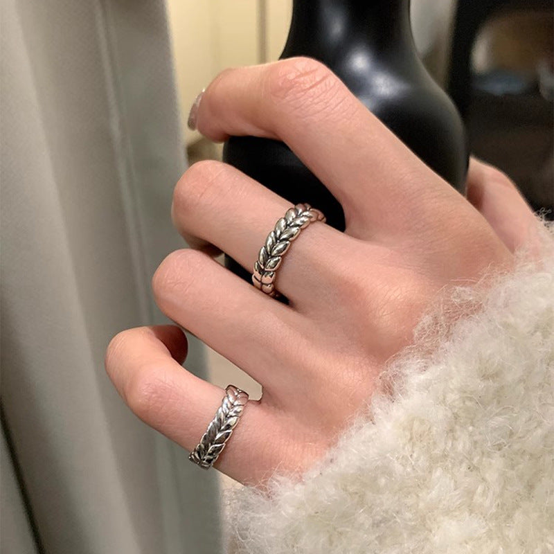 Damen Offener Designring mit elegantem Blattmotiv Shop Nory