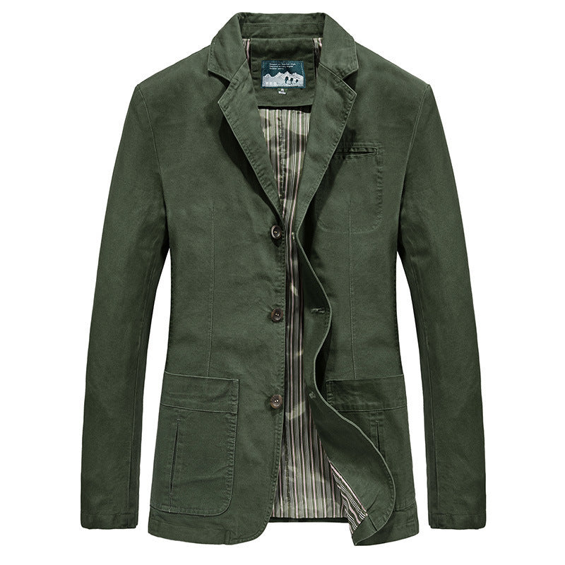 Herren legeres Canvas-Sakko im Worker‑Stil mit aufgesetzten Pattentaschen und gestreiftem Innenfutter Shop Nory