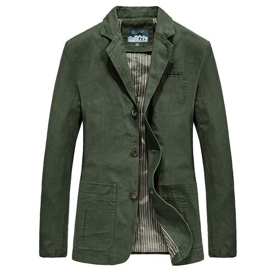 Herren legeres Canvas-Sakko im Worker‑Stil mit aufgesetzten Pattentaschen und gestreiftem Innenfutter Shop Nory