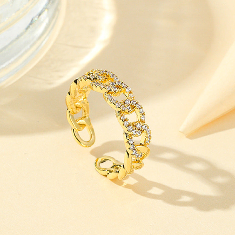 Damen eleganter Statement-Ring mit funkelnden Zirkonsteinen Shop Nory