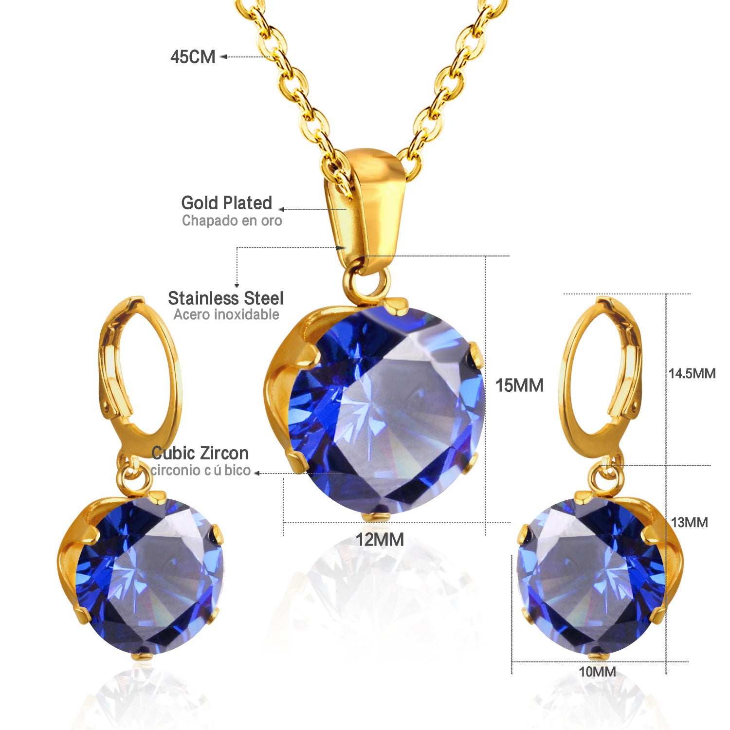 Damen Schmuckset mit funkelndem Zirkonia-Anhänger und Ohrringen aus hochwertigem Edelstahl Shop Nory