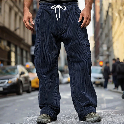 Herren Cord-Optik Cargo-Jogger mit Tunnelzug, elastischem Bund und aufgesetzten Klapptaschen Shop Nory