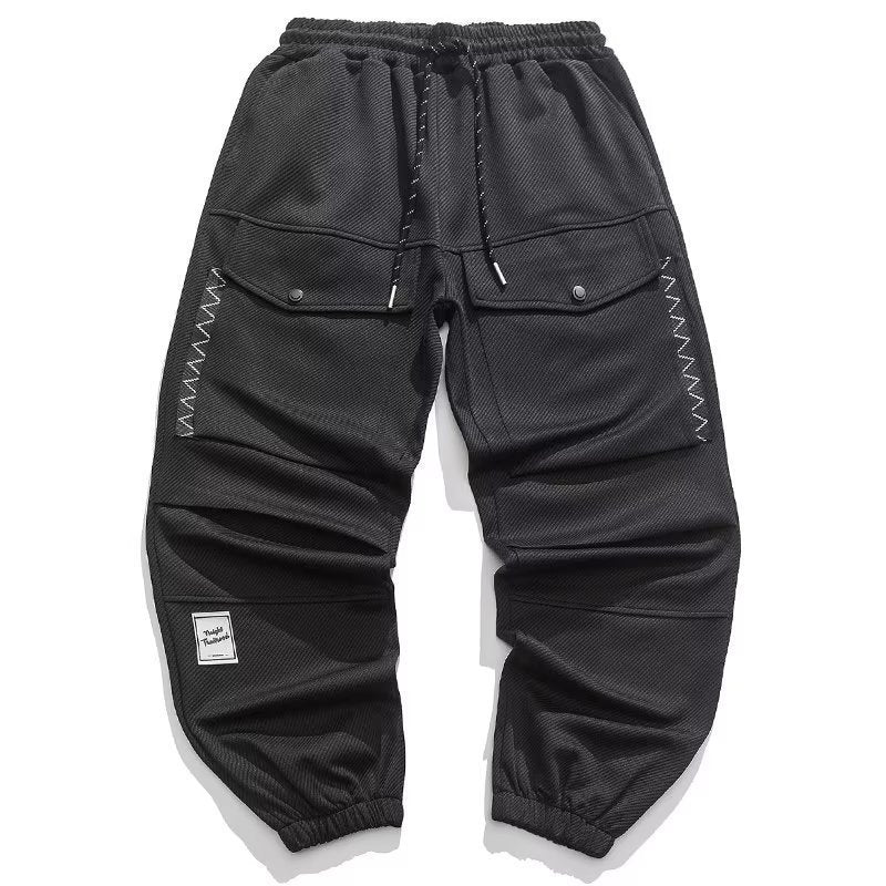 Herren weite Cargo-Jogginghose mit Kordelzug Klapptaschen und elastischen Bündchen Shop Nory