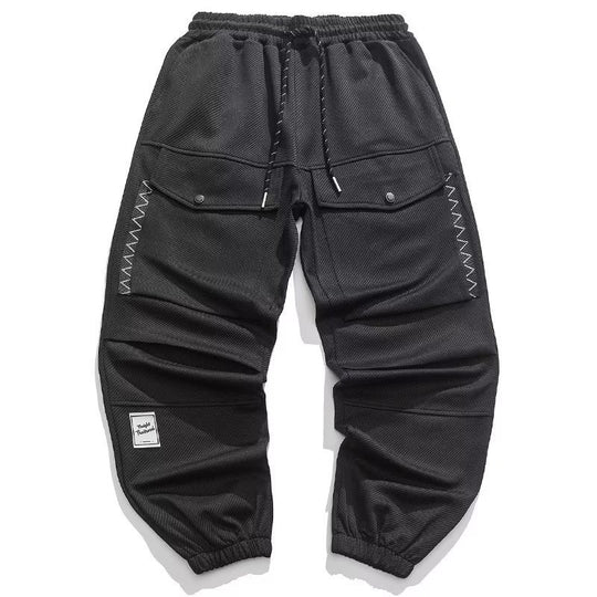 Herren weite Cargo-Jogginghose mit Kordelzug Klapptaschen und elastischen Bündchen Shop Nory