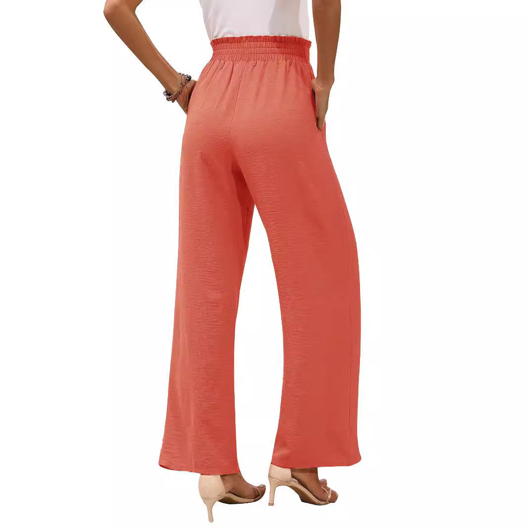 Damen Paperbag-Hose mit weitem Bein, elastischer Taille und Bindegürtel Shop Nory