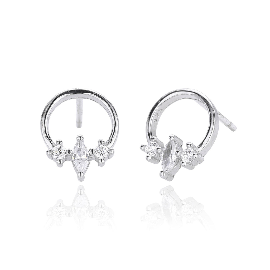 Damen Ohrstecker mit funkelnden, geschliffenen Zirkon-Akzenten aus hochwertigem 925 Sterling Silber Shop Nory