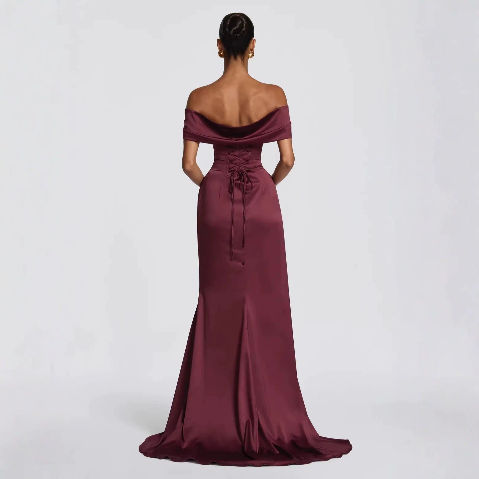 Damen Elegantes Off-Shoulder-Maxikleid mit seitlichem Schlitz