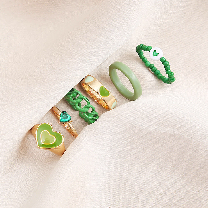 Damen Ring-Set mit bunten Herzen und flexibler Gestaltung Shop Nory