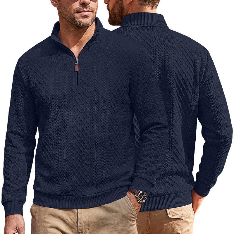 Herren Strickpullover mit halbem Reißverschluss und strukturierter Zopfoptik Shop Nory