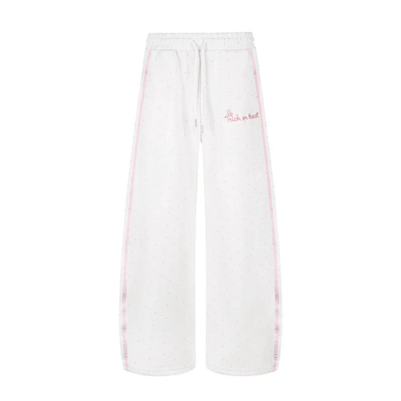 Damen Extraweite Palazzo-Sweathose im Polka-Dot-Design mit elastischem Komfortbund und seitlichen Kontraststreifen Shop Nory