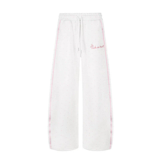 Damen Extraweite Palazzo-Sweathose im Polka-Dot-Design mit elastischem Komfortbund und seitlichen Kontraststreifen Shop Nory