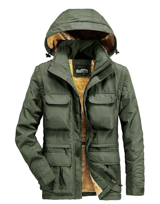 Herren Thermo-Parka mit Teddyfleece-Innenfutter, Kapuze und Multifunktionstaschen Shop Nory