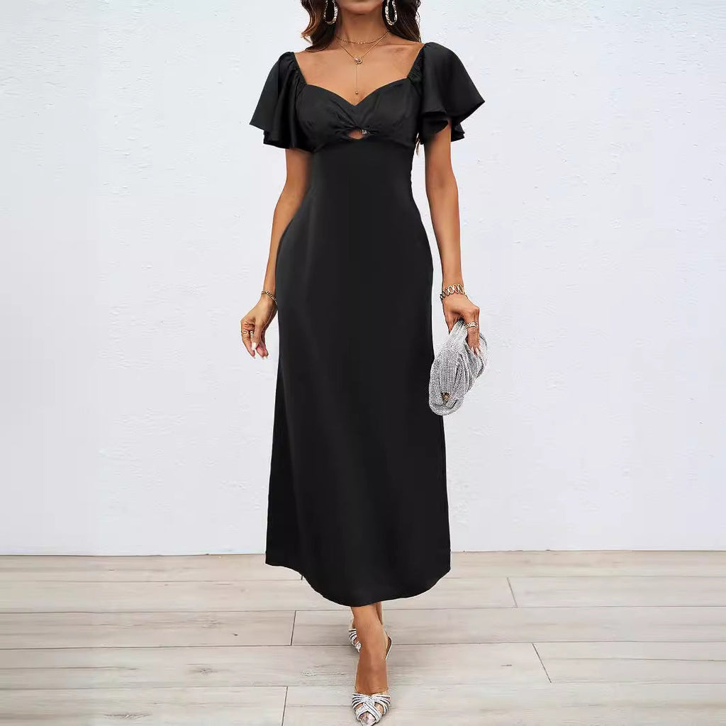 Damen Maxikleid mit schulterfreiem Design und eleganten Rüschendetails