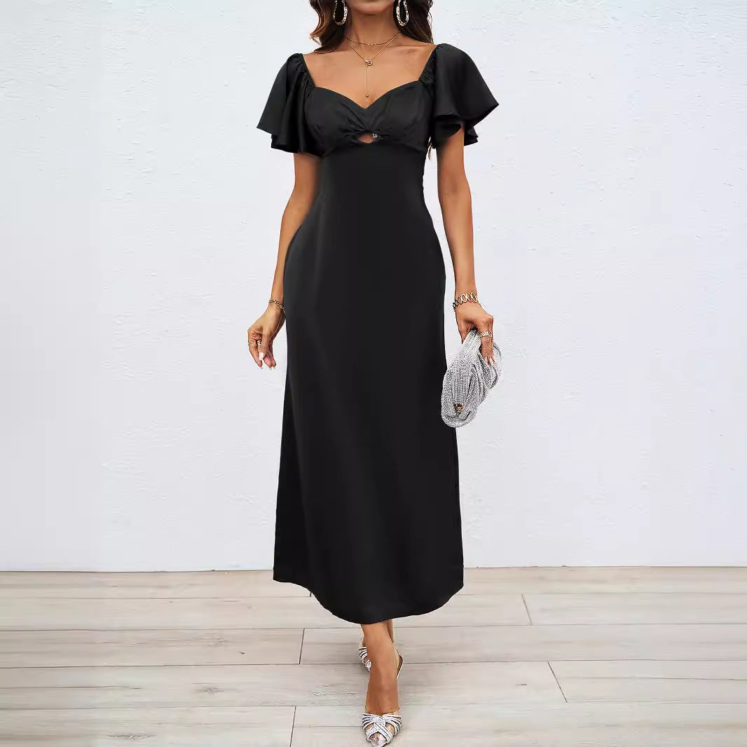 Damen Maxikleid mit schulterfreiem Design und eleganten Rüschendetails