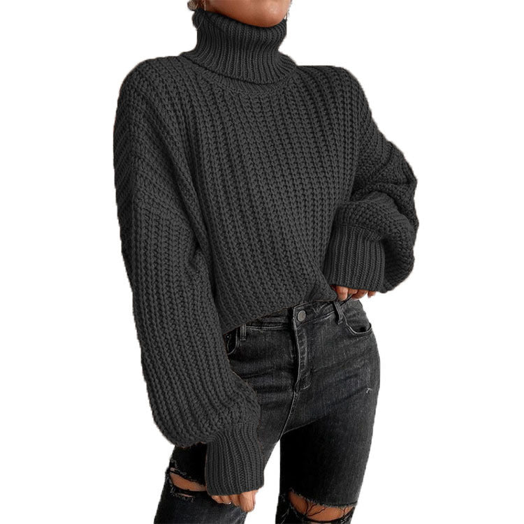Damen nan grober Rollkragenpullover mit Oversize-Ärmeln und gerippten Bündchen Shop Nory