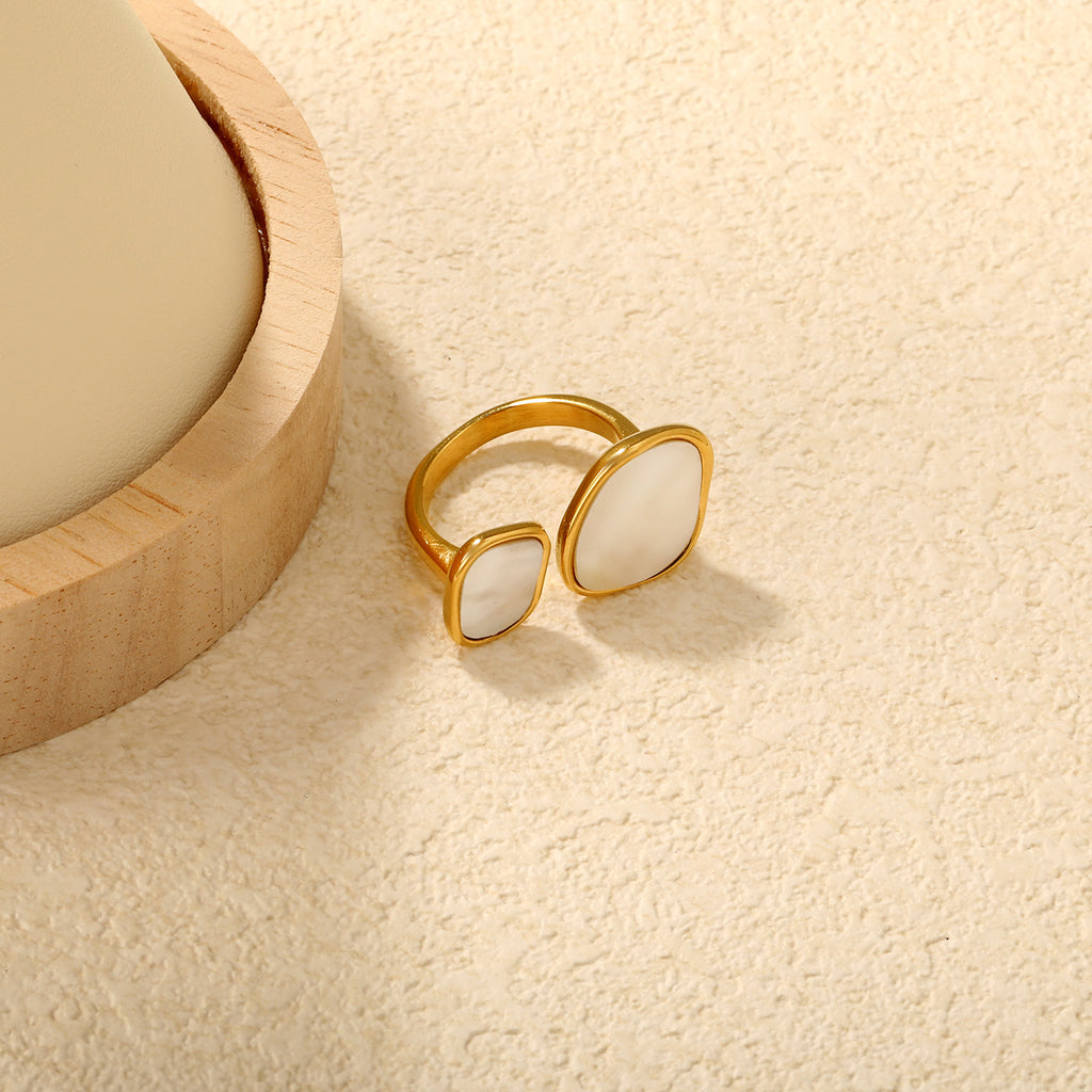 Damen Ring mit modernem, anpassbarem Design und klassischen Muschelinlays Shop Nory