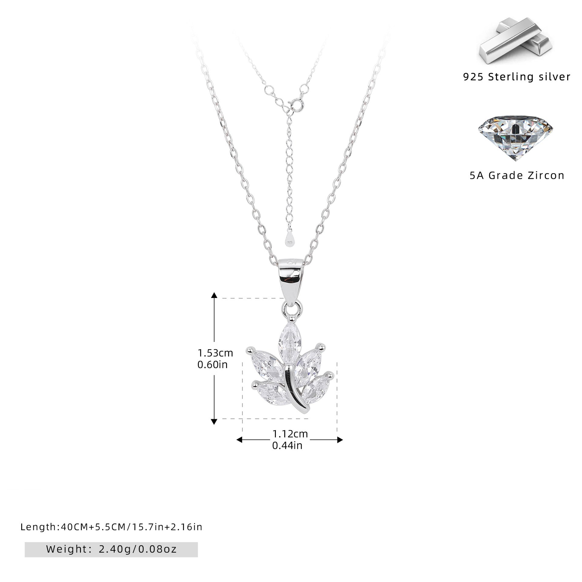 Damen Ohrstecker mit luxuriösem Blätterdesign aus 925 Sterling Silber und funkelnden Zirkonen Shop Nory