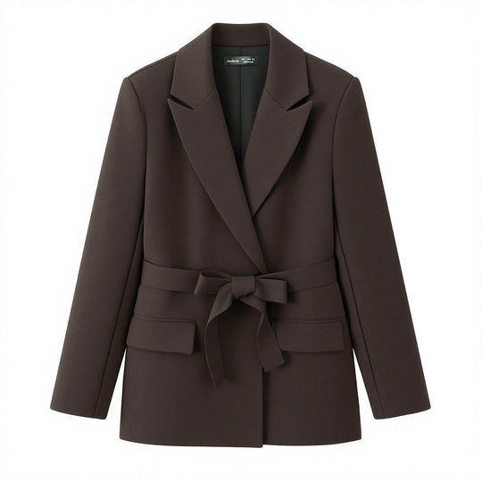 Damen Zweiteiliges Blazer-Set mit Wickelgürtel und weiter Bundfaltenhose Shop Nory