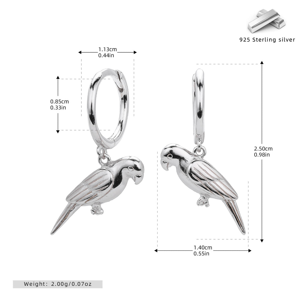 Damen Ohrhänger im eleganten Papagei-Design aus hochwertigem 925 Sterling Silber Shop Nory