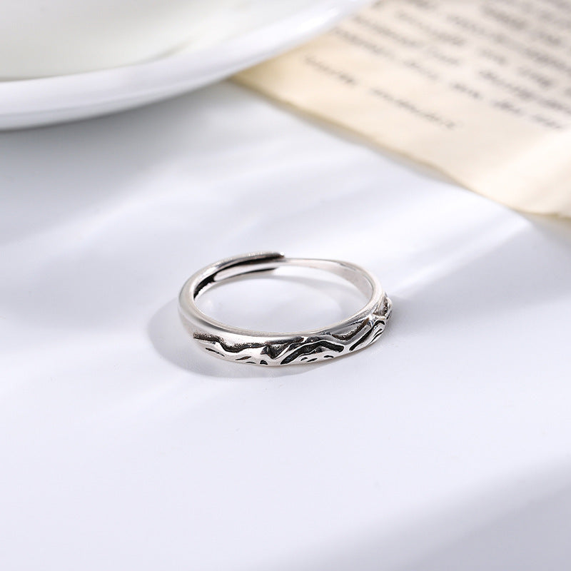 Damen eleganter silberner Ring mit filigranem Wellenmuster Shop Nory