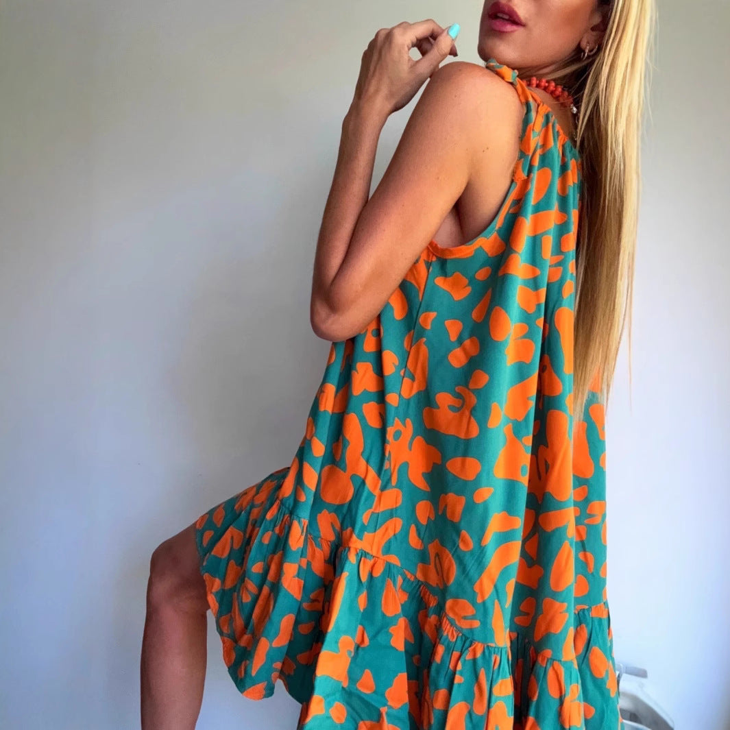Damen Luftiges Sommerkleid mit asymmetrischem Saum und voluminösen Falten