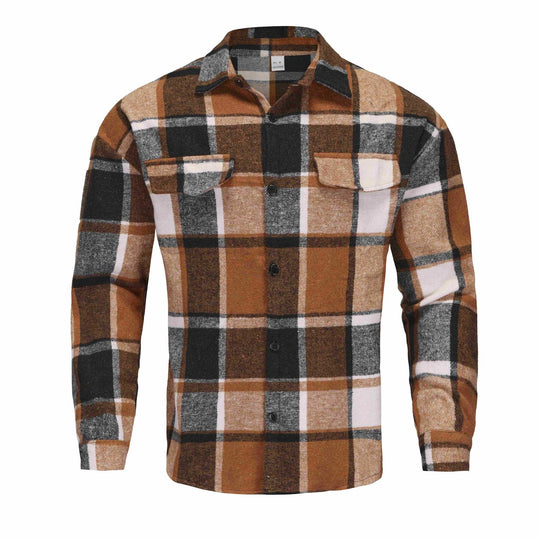 Herren Karierte Flanell-Hemdjacke mit Brusttaschen und Knopfleiste Shop Nory