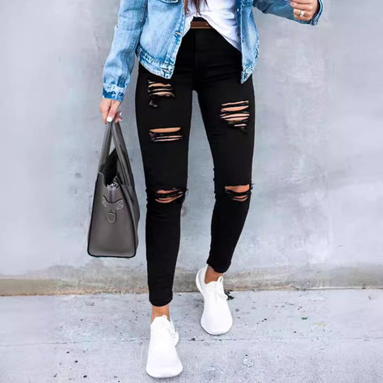 Damen Skinny Jeans mit modischen Rissen