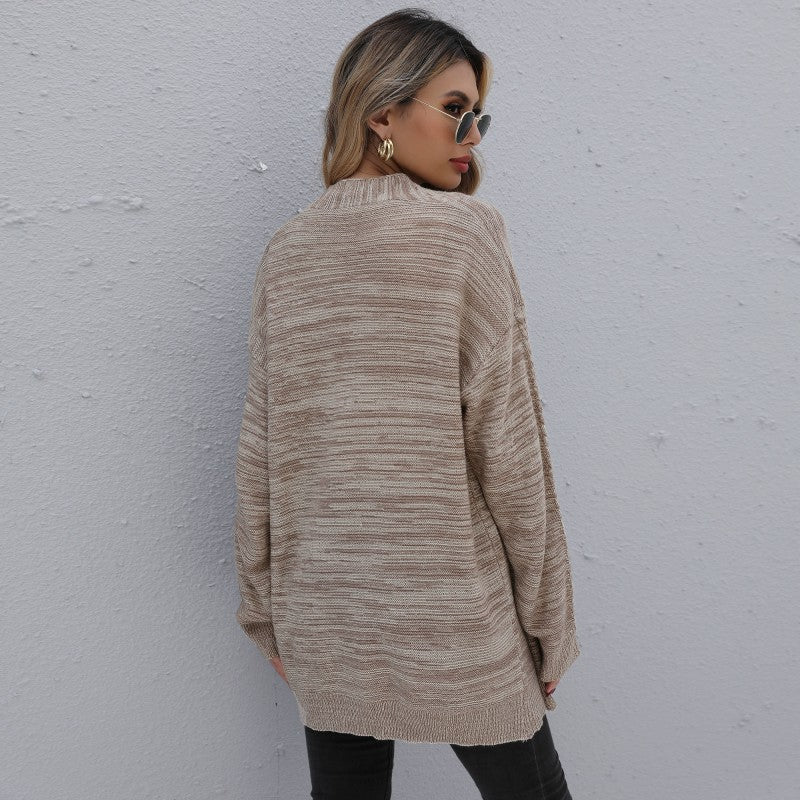 Damen Lässiger Oversize-Strickcardigan mit Zopfmuster offener Front Shop Nory
