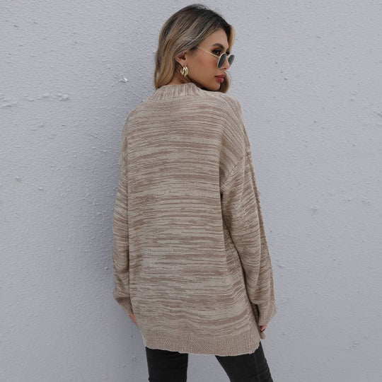 Damen Lässiger Oversize-Strickcardigan mit Zopfmuster offener Front Shop Nory