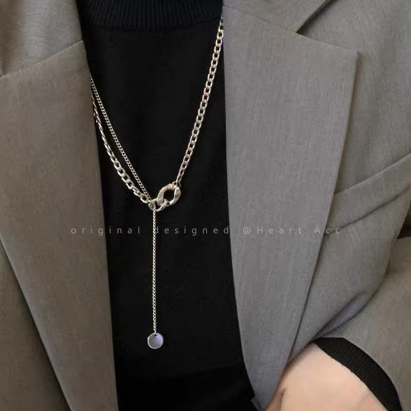 Damen Halskette mit doppelter Gliederung und modernem Anhänger Shop Nory
