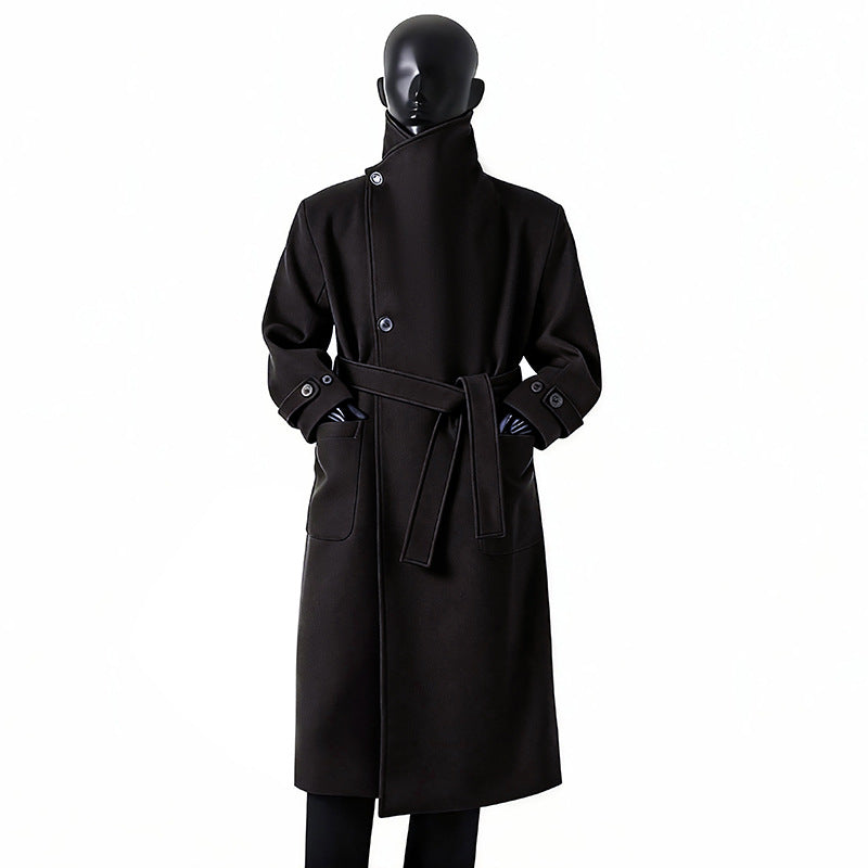 Herren Eleganter Langmantel aus Wollmix mit großzügigem Schalkragen und Krempelmanschetten Shop Nory