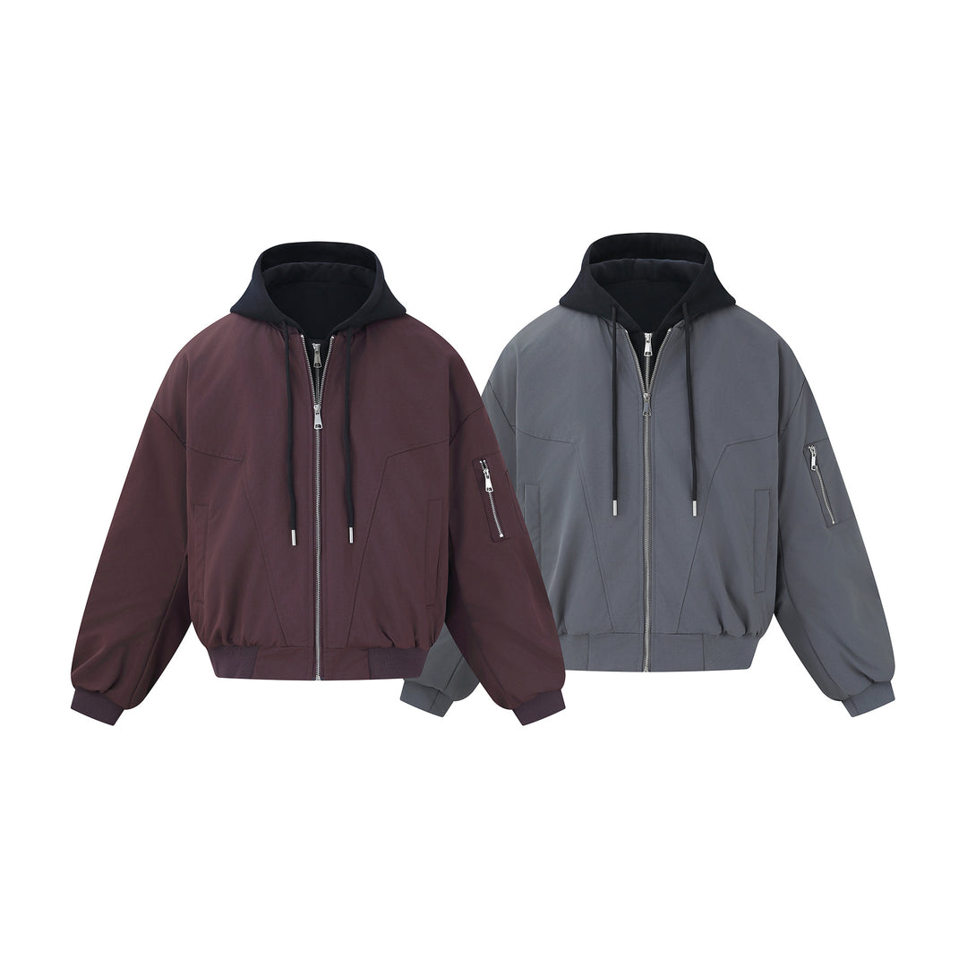 Herren Kurz geschnittener Boxy-Hoodie‑Bomber mit Kapuzen‑Einsatz und Utility‑Taschen Shop Nory
