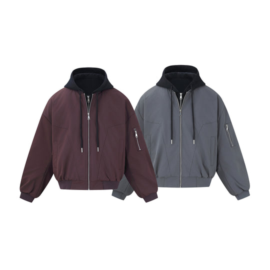 Herren Kurz geschnittener Boxy-Hoodie‑Bomber mit Kapuzen‑Einsatz und Utility‑Taschen Shop Nory