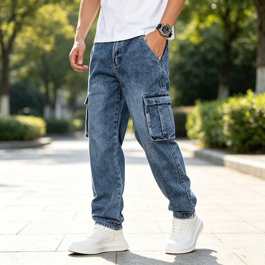 Herren Coole Cargo-Jeans mit elastischem Bündchen Shop Nory