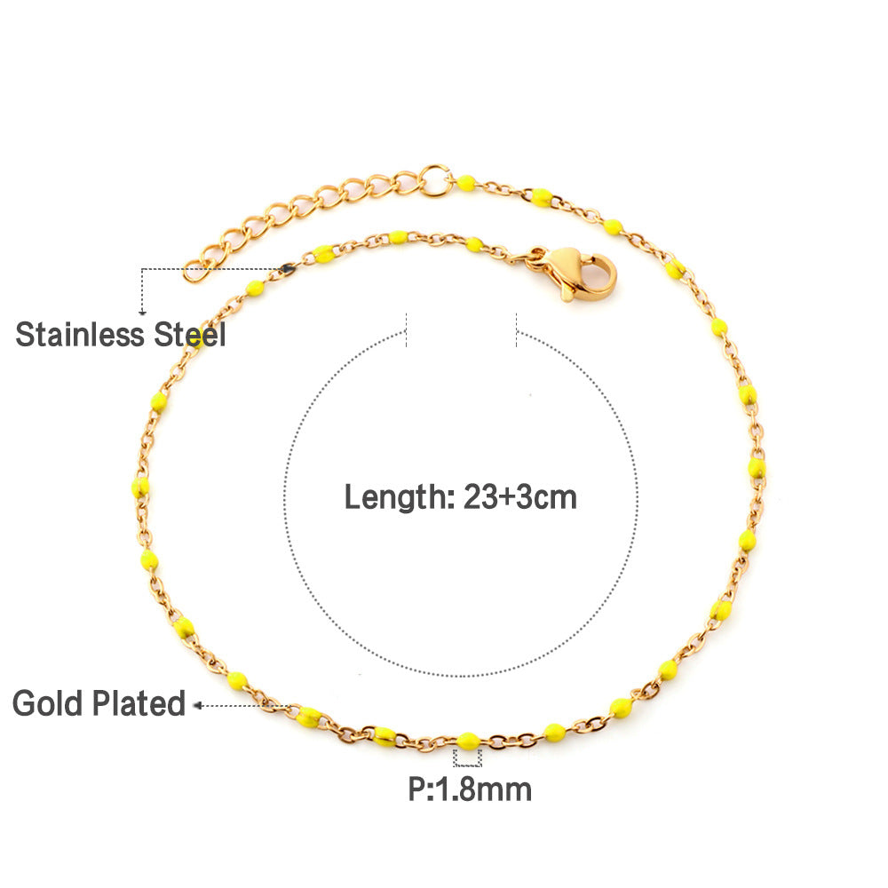 Damen Edelstahl Fußkette mit antiallergischen Perlen Shop Nory