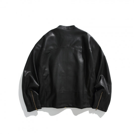 Herren Kurzblouson aus veganem Leder mit Stehkragen, drei Reißverschlusstaschen und Zwei-Wege-Reißverschluss Shop Nory