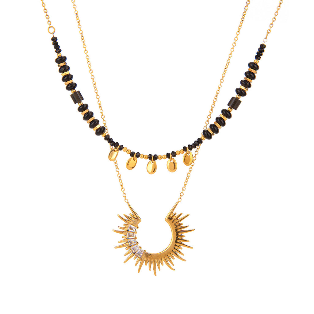 Damen Halskette mit strahlendem Sonnenanhänger und verstellbarer Länge Shop Nory