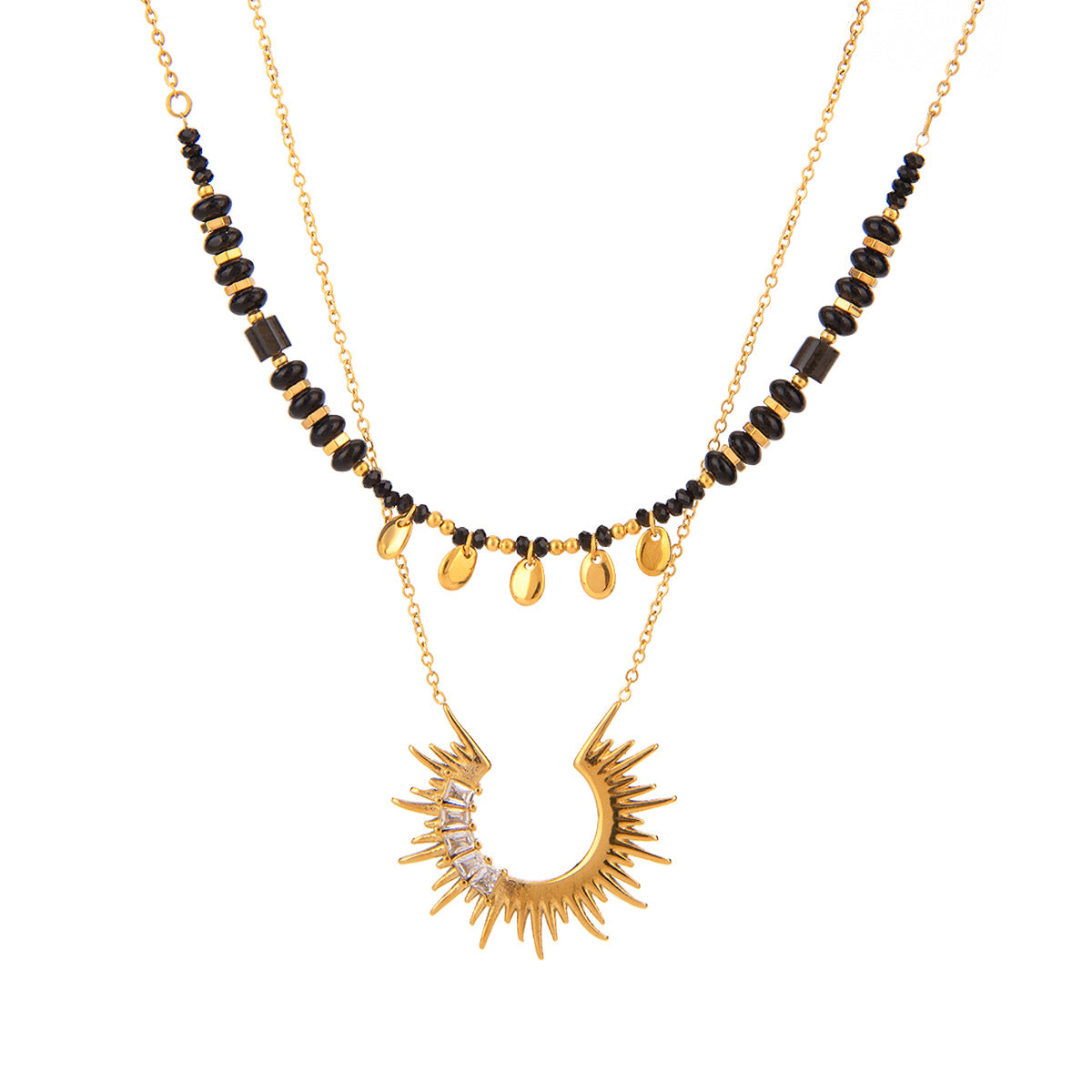 Damen Halskette mit strahlendem Sonnenanhänger und verstellbarer Länge Shop Nory