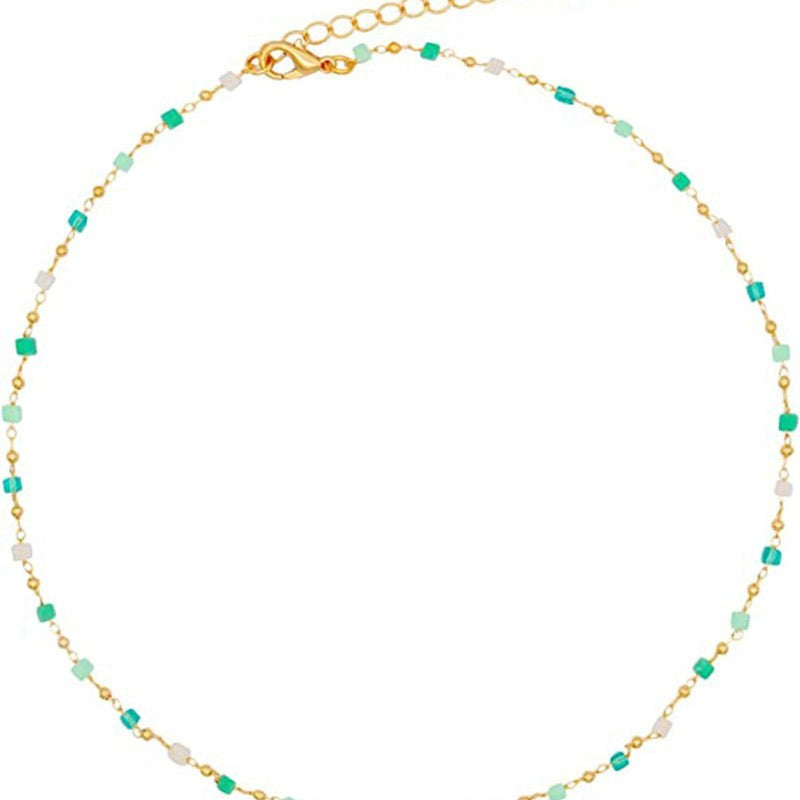 Damen zarte Kette mit bunten Kristallperlen Shop Nory