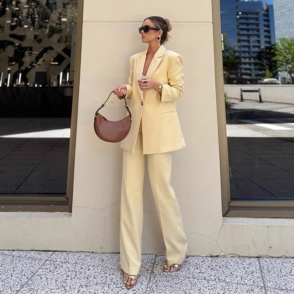Damen Eleganter Oversize-Blazer mit hoher Taille und weiter Schlaghose Shop Nory